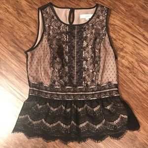 Ann Taylor Loft Black Lace Top Size PS